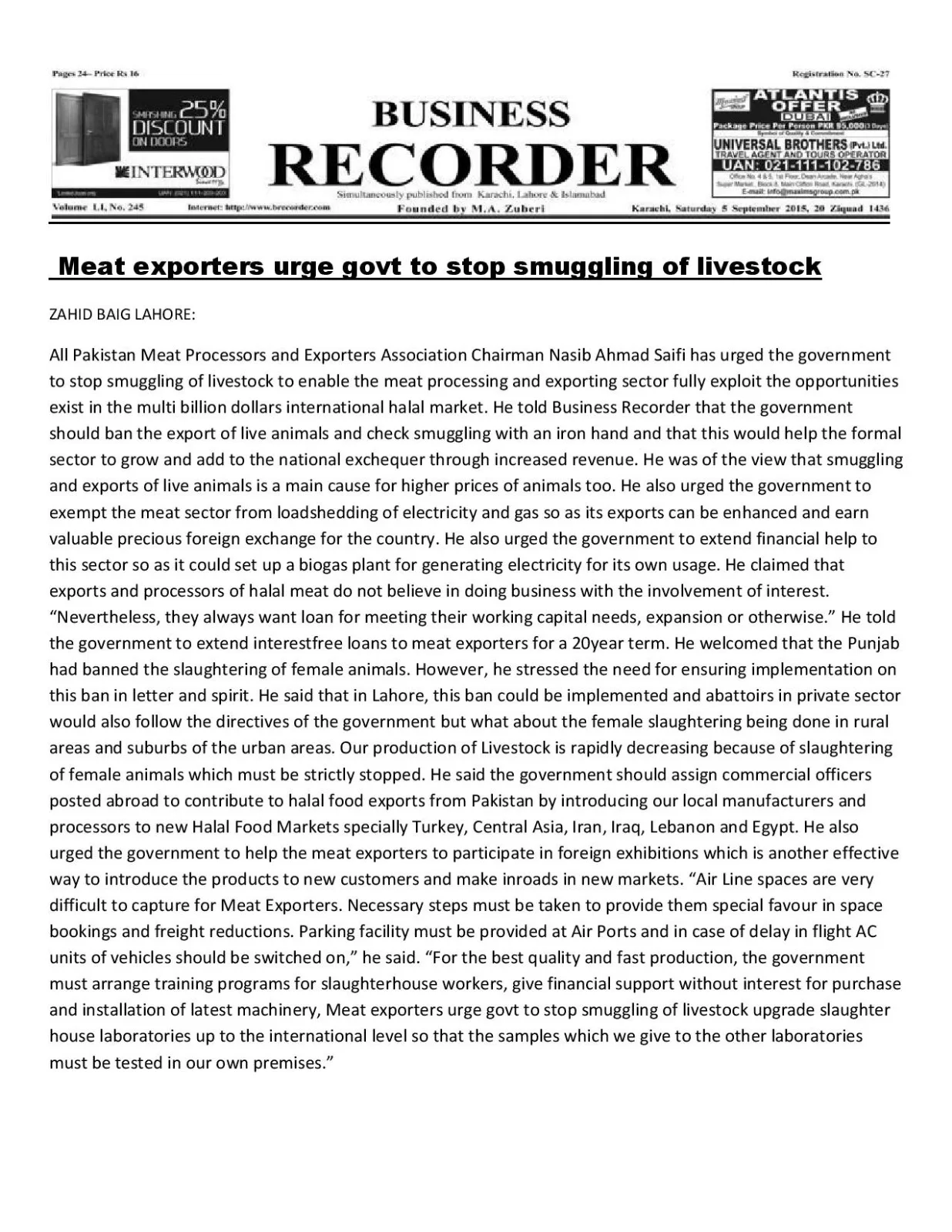 meat exporters urge government to stop smuggling of livestock